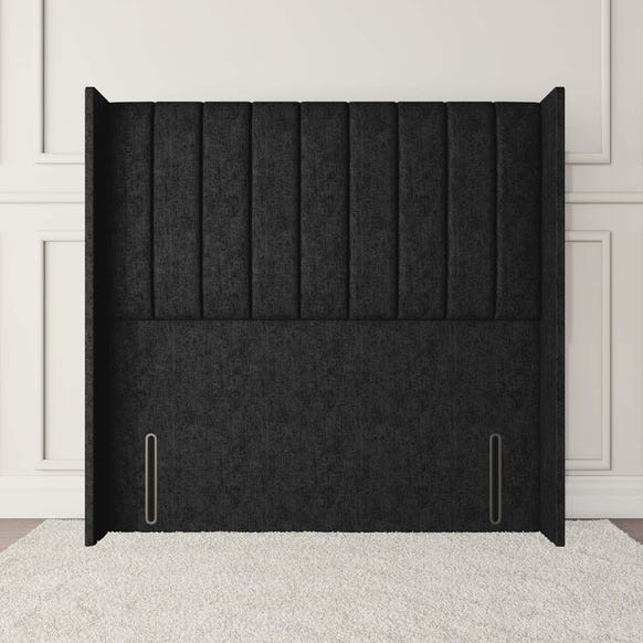 Prague Wingback Floor Standing Headboard - Black Chenille
