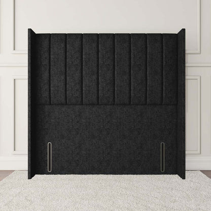 Prague Wingback Floor Standing Headboard - Black Chenille