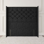Paris Wingback Floor Standing Headboard - Black Chenille