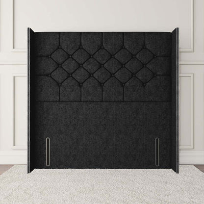 Paris Wingback Floor Standing Headboard - Black Chenille