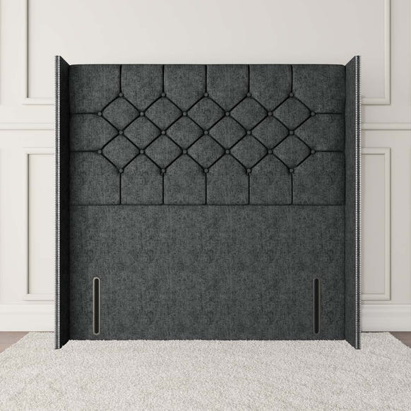 Paris Wingback Floor Standing Headboard - Charcoal Chenille