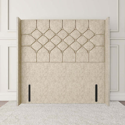 Paris Wingback Floor Standing Headboard - Cream Chenille