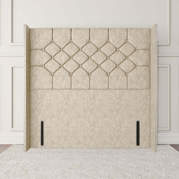 Paris Wingback Floor Standing Headboard - Cream Chenille