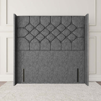 Paris Wingback Floor Standing Headboard - Silver Chenille