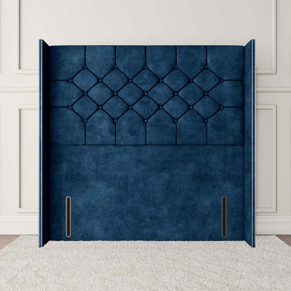 Paris Wingback Floor Standing Headboard - Blue Coniston