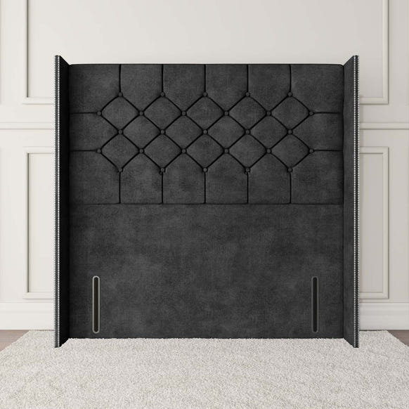 Paris Wingback Floor Standing Headboard - Charcoal Coniston