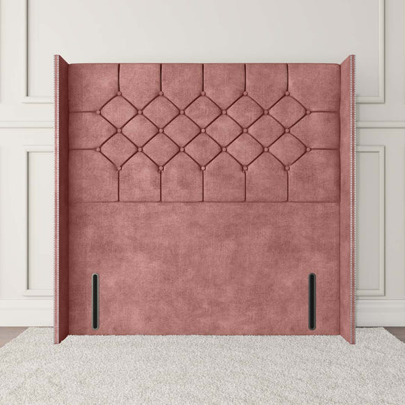 Paris Wingback Floor Standing Headboard - Pink Coniston