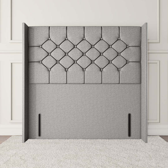 Paris Wingback Floor Standing Headboard - Silver Linoso