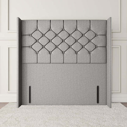 Paris Wingback Floor Standing Headboard - Silver Linoso