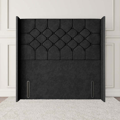 Paris Wingback Floor Standing Headboard - Black Naples