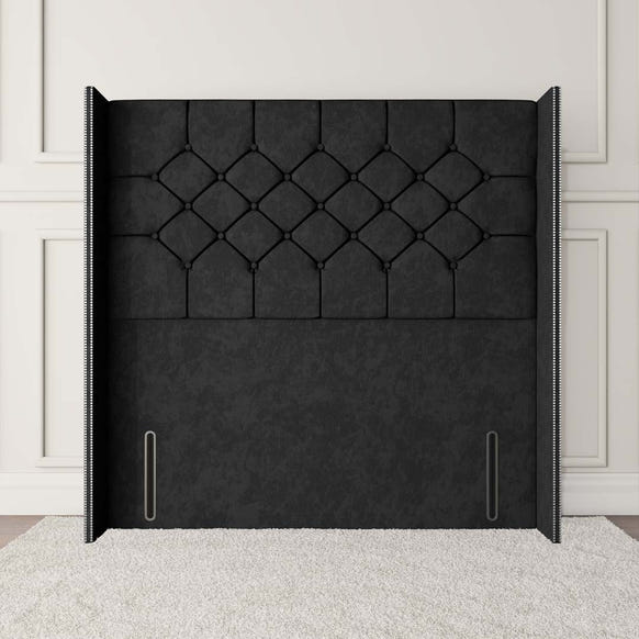 Paris Wingback Floor Standing Headboard - Black Naples