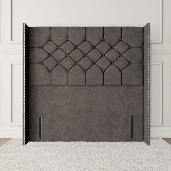 Paris Wingback Floor Standing Headboard - Slate Grey Naples