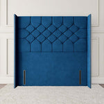 Paris Wingback Floor Standing Headboard - Blue Plush Velvet