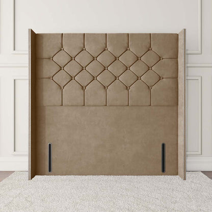 Paris Wingback Floor Standing Headboard - Mink Plush Velvet