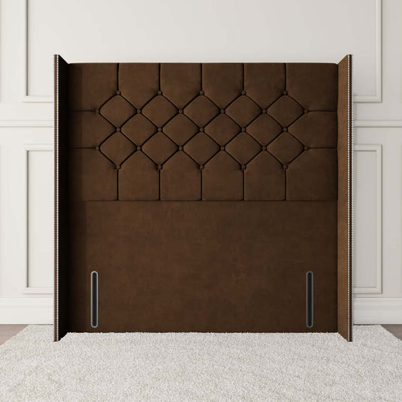 Paris Wingback Floor Standing Headboard - Mocca Plush Velvet
