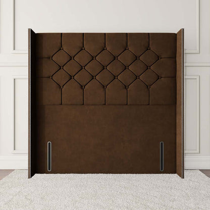 Paris Wingback Floor Standing Headboard - Mocca Plush Velvet
