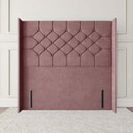 Paris Wingback Floor Standing Headboard - Pink Plush Velvet