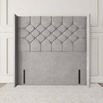 Paris Wingback Floor Standing Headboard - Silver Plush Velvet
