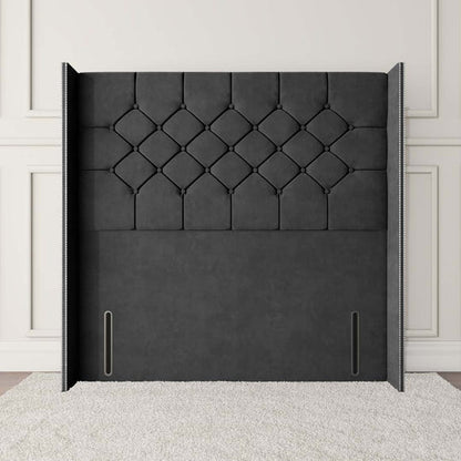 Paris Wingback Floor Standing Headboard - Steel Plush Velvet