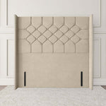 Paris Wingback Floor Standing Headboard - Cream Plush Velvet