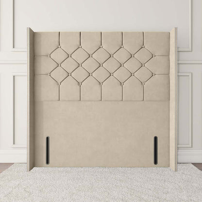 Paris Wingback Floor Standing Headboard - Cream Plush Velvet