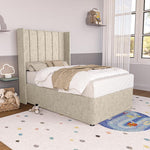Prague Kids Wingback Divan Bed - Cream Chenille