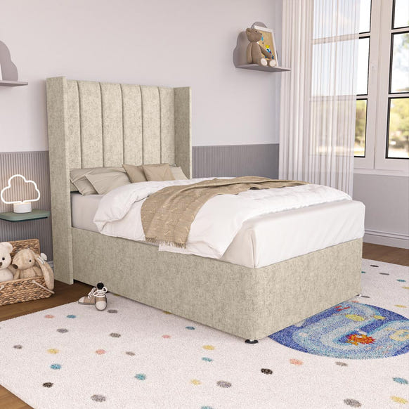Prague Kids Wingback Divan Bed - Cream Chenille