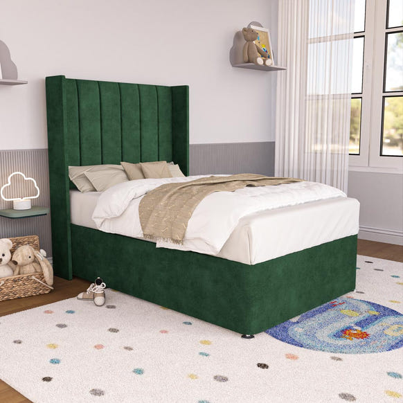 Prague Kids Wingback Divan Bed - Emerald Coniston