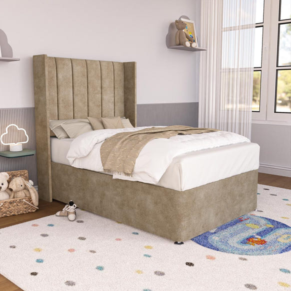 Prague Kids Wingback Divan Bed - Mink Coniston