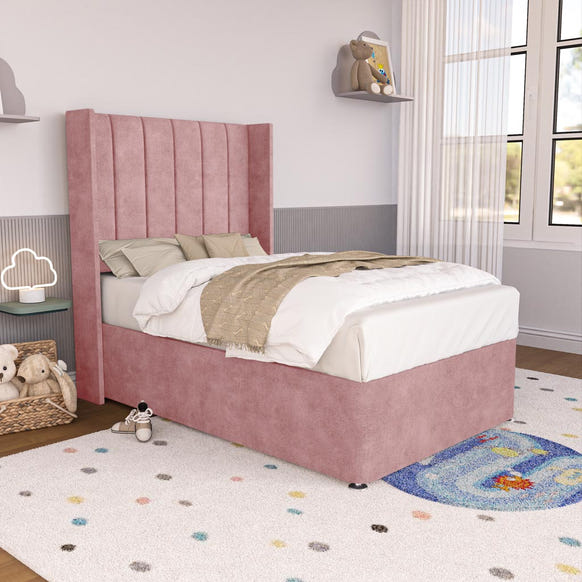 Prague Kids Wingback Divan Bed - Pink Coniston