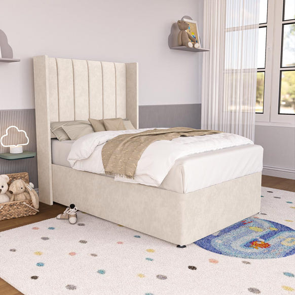 Prague Kids Wingback Divan Bed - Cream Naples