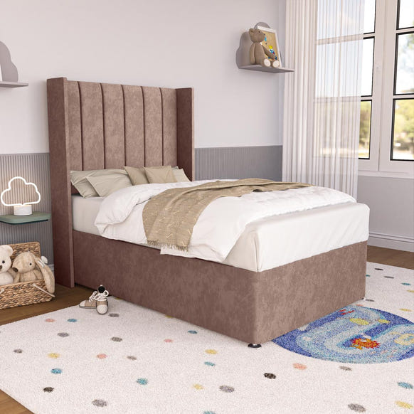 Prague Kids Wingback Divan Bed - Mauve Naples