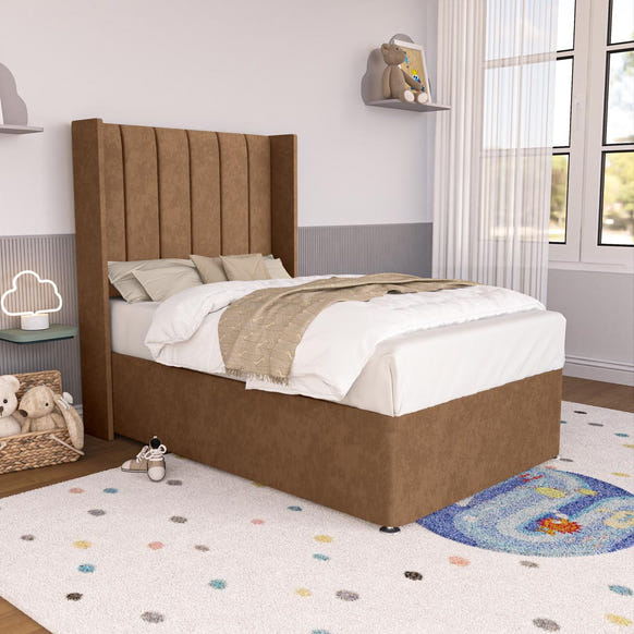 Prague Kids Wingback Divan Bed - Mink Naples