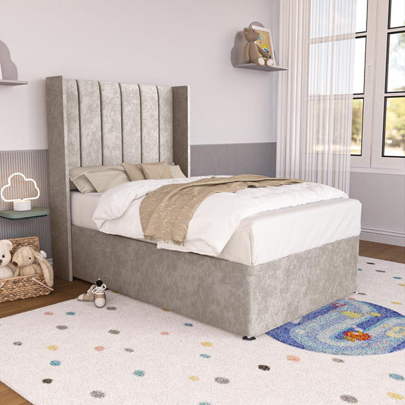 Prague Kids Wingback Divan Bed - Seal Grey Naples