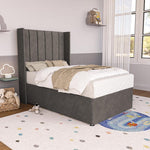 Prague Kids Wingback Divan Bed - Slate Grey Naples