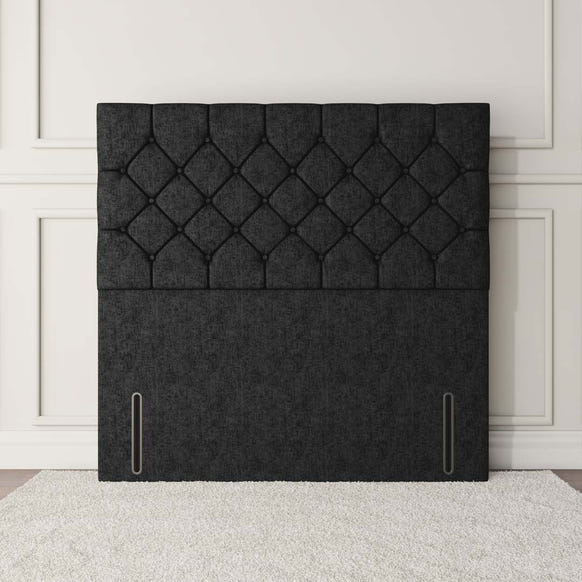 Seville Chesterfield Floor Standing Headboard - Black Chenille