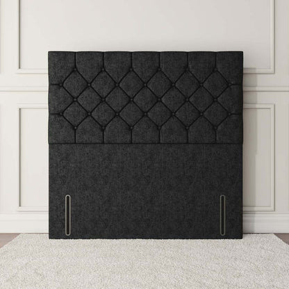 Seville Chesterfield Floor Standing Headboard - Black Chenille