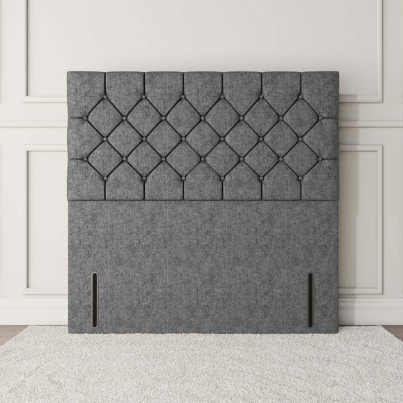 Seville Chesterfield Floor Standing Headboard - Silver Chenille
