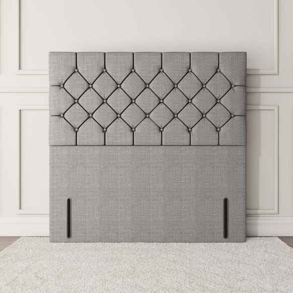 Seville Chesterfield Floor Standing Headboard - Silver Linoso