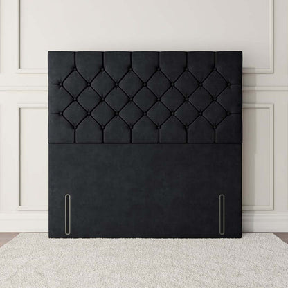 Seville Chesterfield Floor Standing Headboard - Black Plush Velvet