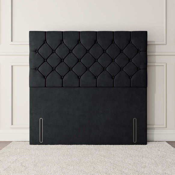 Seville Chesterfield Floor Standing Headboard - Black Plush Velvet