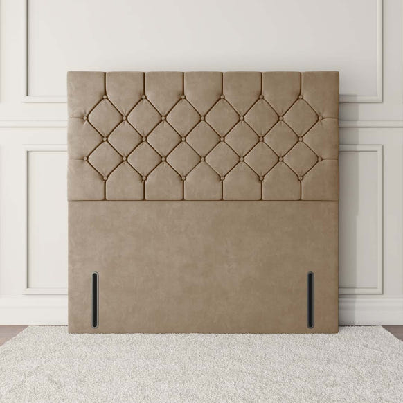 Seville Chesterfield Floor Standing Headboard - Mink Plush Velvet