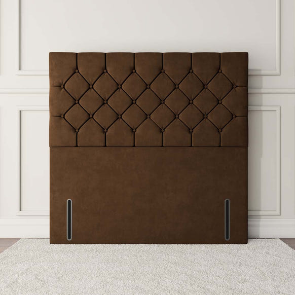 Seville Chesterfield Floor Standing Headboard - Mocca Plush Velvet