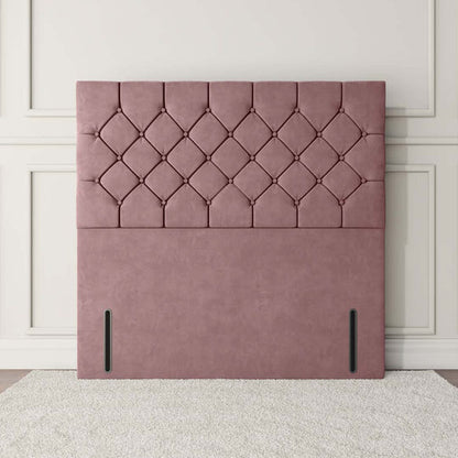 Seville Chesterfield Floor Standing Headboard - Pink Plush Velvet