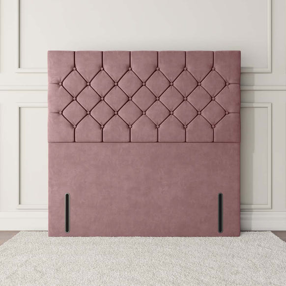 Seville Chesterfield Floor Standing Headboard - Pink Plush Velvet