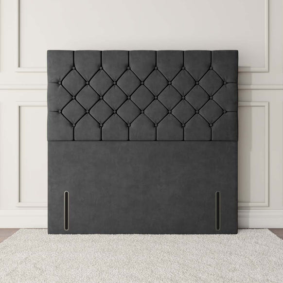 Seville Chesterfield Floor Standing Headboard - Steel Plush Velvet