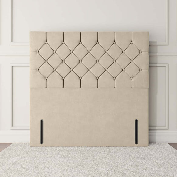 Seville Chesterfield Floor Standing Headboard - Cream Plush Velvet