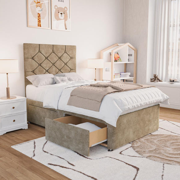 Seville Kids Chesterfield Divan Bed - Mink Coniston