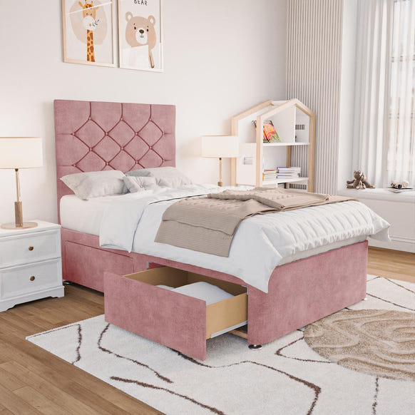 Seville Kids Chesterfield Divan Bed - Pink Coniston