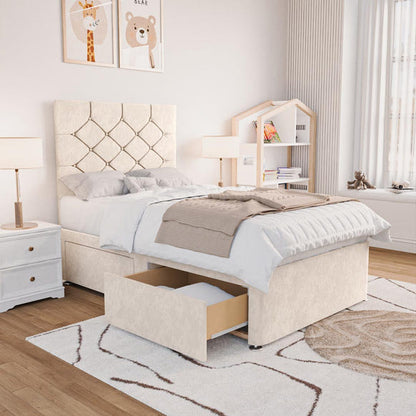 Seville Kids Chesterfield Divan Bed - Cream Naples